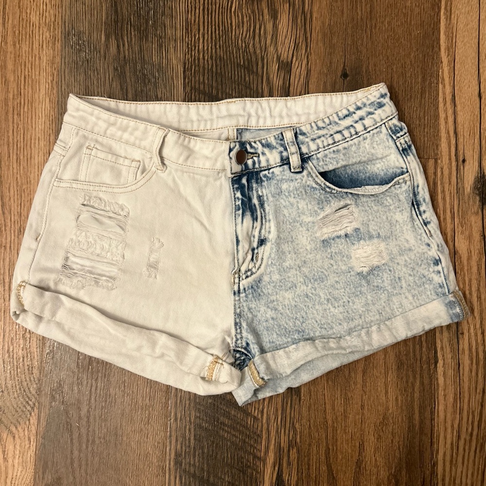 Color Block Jean Shorts